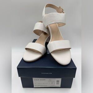Cole Haan Avani City Leather Block Heel Sandals in Optic White size 11B Women’s